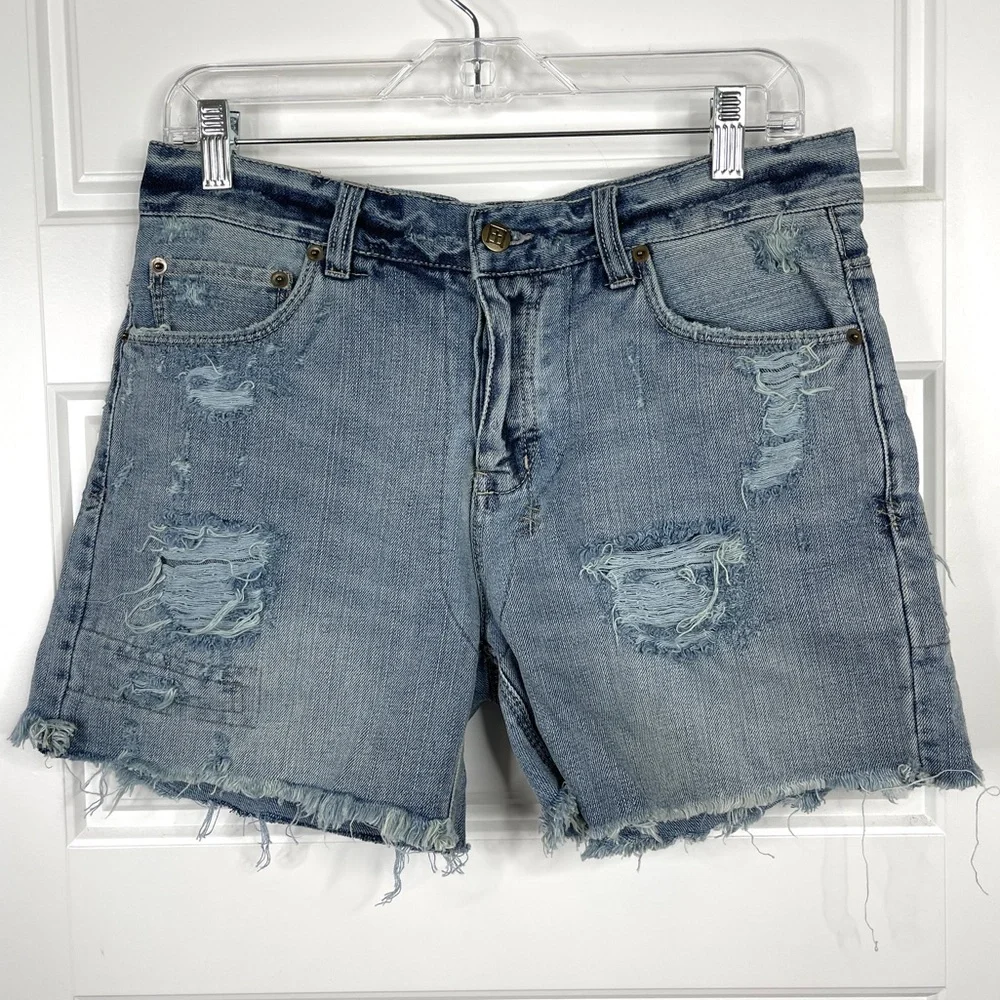 KSUBI Boyfriend Short Midnight & Dusted NEW Size 27 Distressed Denim Jean Shorts